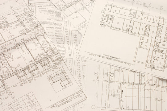 Architectural blueprints close up