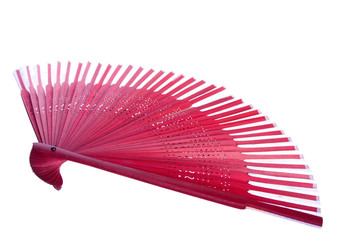 red fan isolated on the white background