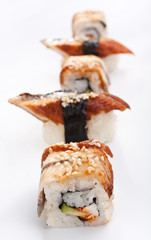 four smoked eel sushi