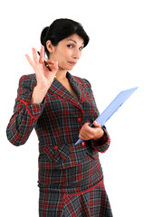 Business woman with copy-holder
