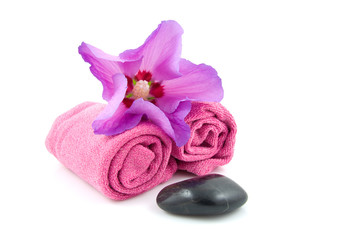 Obraz na płótnie Canvas purple spa accessory over white background