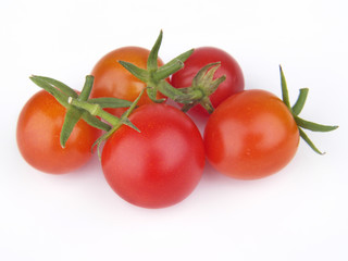 Fresh cherry tomatoes on white