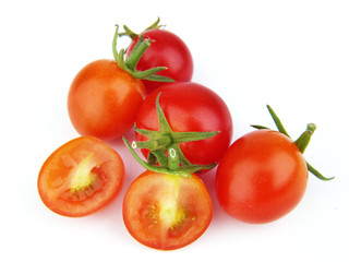 Fresh cherry tomatoes on white
