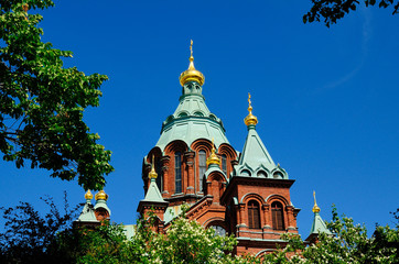 Fototapeta na wymiar cathédrale orthodoxe Uspenski d'helsinki