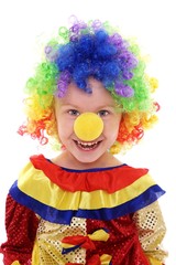 cute funny girl wearing a clown costume