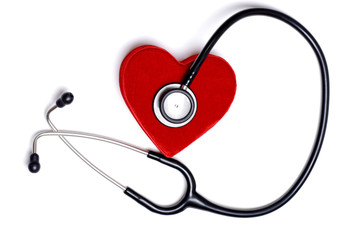 stethoscope with a red heart box