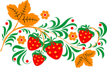Vector abstract floral and strawberry pattern ornament, national