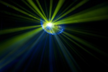 Disco ball with rays in haze