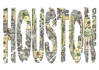 Houston dollars grunge text
