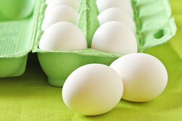 Chicken eggs in box