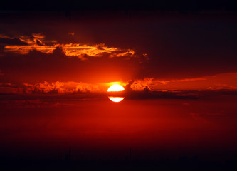 dramatic red sunrise