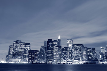 Lower Manhattan skyline at Night Lights