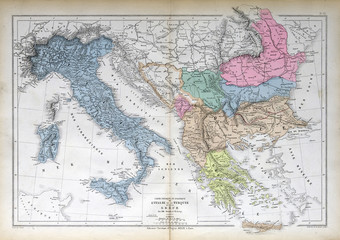 Old map of 1883, Italy