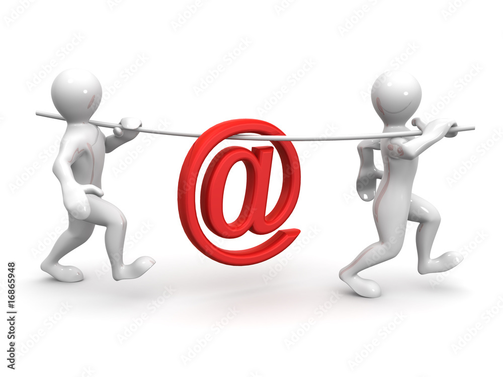 Poster two men with symbol for mail