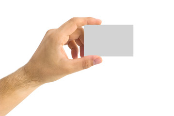 Obraz premium empty business card in a human hand