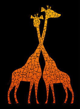 Silhouette of giraffes in a safari