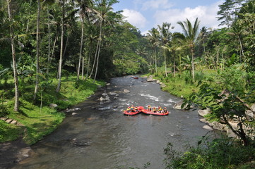 White Water Rafting on the rapids of river in Bali Island