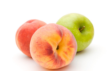 Green apple and peaches.