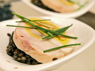 balontine with lentils, christmas party buffet