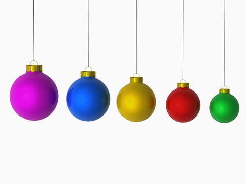 colourful christmas balls arranged from large to small