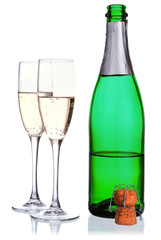 champagne bottle and wineglasses