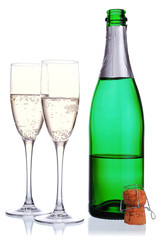 champagne bottle and wineglasses