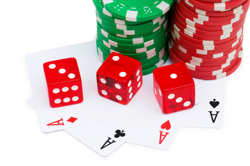 Casino chips isolated on the white