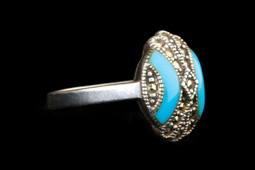 Jewellery ring isolated on the black background