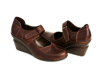 Brown boots isolated on the white background