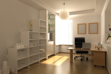3d rendering interior of a study room