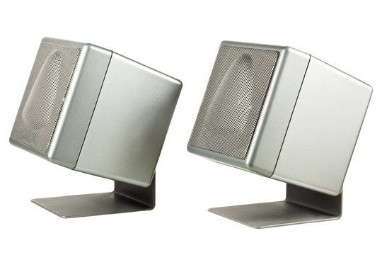 Gray speakers isolated on a white background