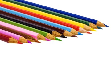 Set of color pencils isolated on a white background