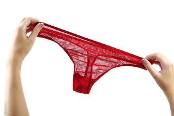 Red lace thong - obrazy, fototapety, plakaty
