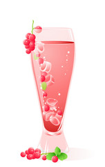 glass with drink, berries and ice