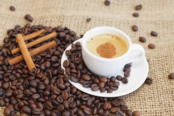 Cappuccino and cinnamon