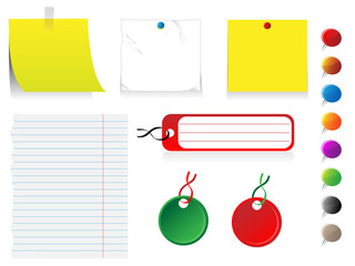 Office stickers, tags and pins