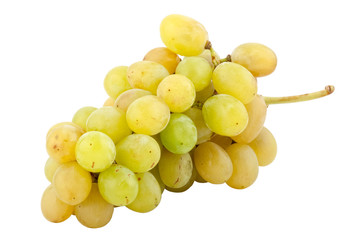 bunch of fresh white grapes, isolated on white background