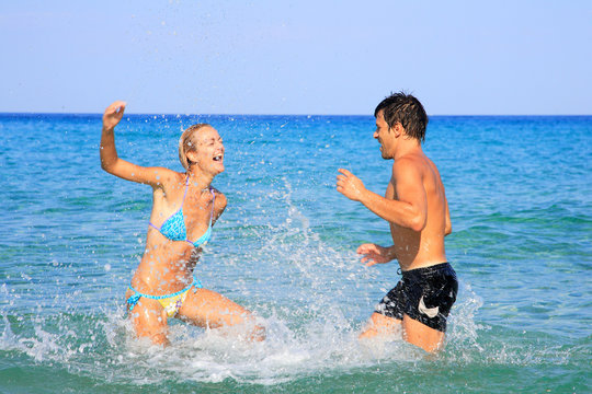 An attractive couple kissing