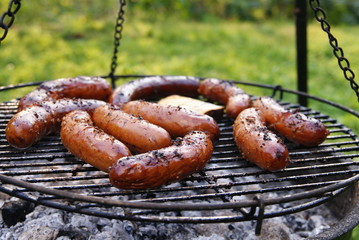 Sausage on grill