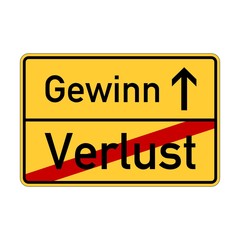 Ortsschild Ausfahrt Verlust - Vektor