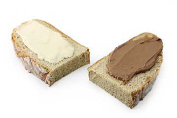 Bread slices with chocolate spread