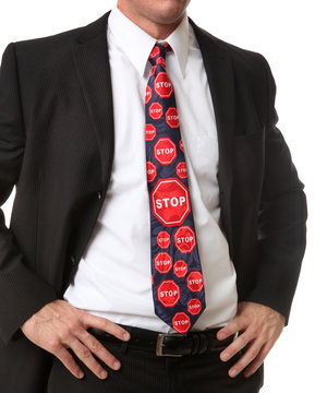 Business Man with Stop Sign Tie