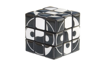 Black and white colored  cube a puzzle isolated white