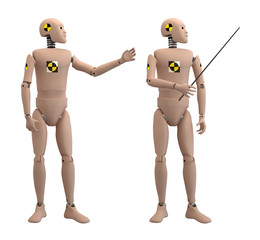 Crash Test Dummies on White Background. Clipping path. 3D illustration