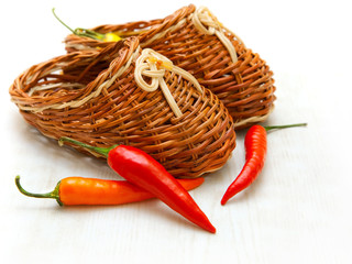 Obraz premium Red hot cayenne pepper vegetable fruits