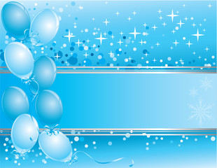 Blue New Year's card with balloons