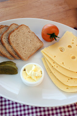 cheese with organic tomato, butter and bread