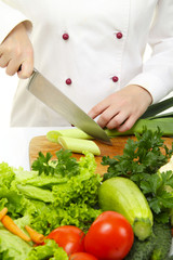 cook woman a over white background