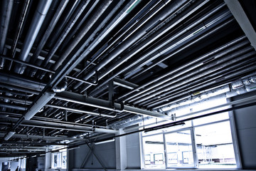 On the territory of brewer's plant, view to equipment