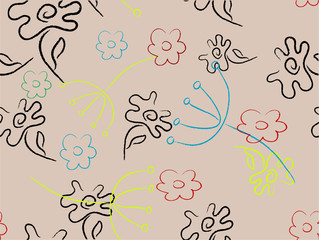 Floral retro pattern - vector background